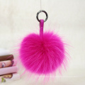 15cm Fluffy Pompom Bag Pendant Charm Raccoon Fur Ball Leather Strap Keychain Keyring